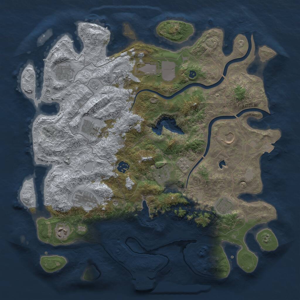 Rust Map: Procedural Map, Size: 4000, Seed: 4490340, 16 Monuments