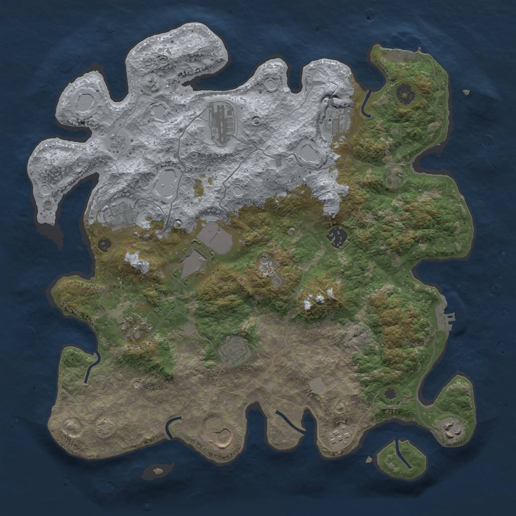 Rust Map: Procedural Map, Size: 3950, Seed: 7705842, 18 Monuments