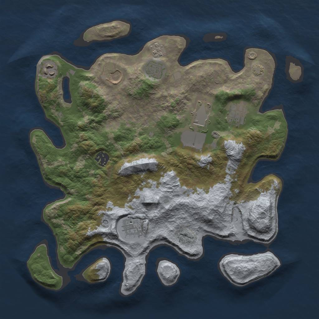 Rust Map: Barren, Size: 3500, Seed: 95674291, 12 Monuments