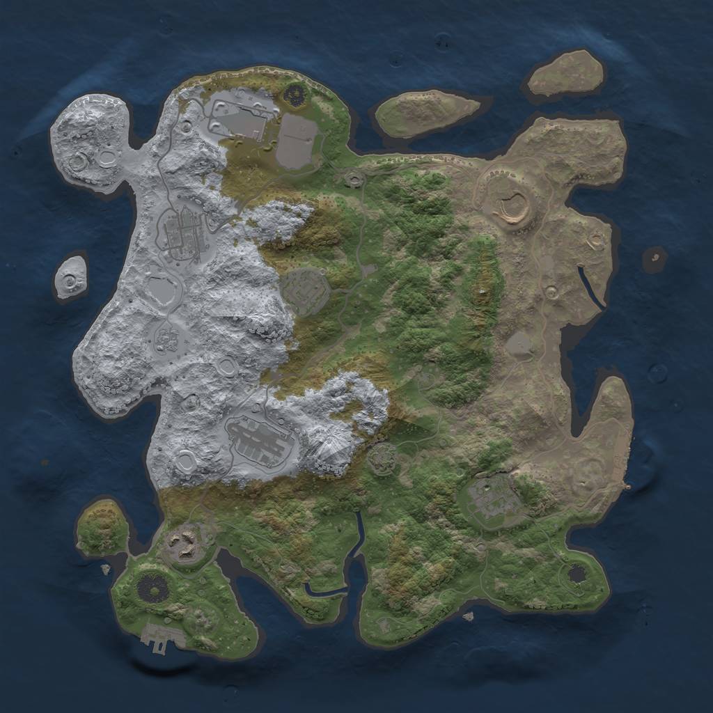 Rust Map: Procedural Map, Size: 3500, Seed: 659390790, 14 Monuments