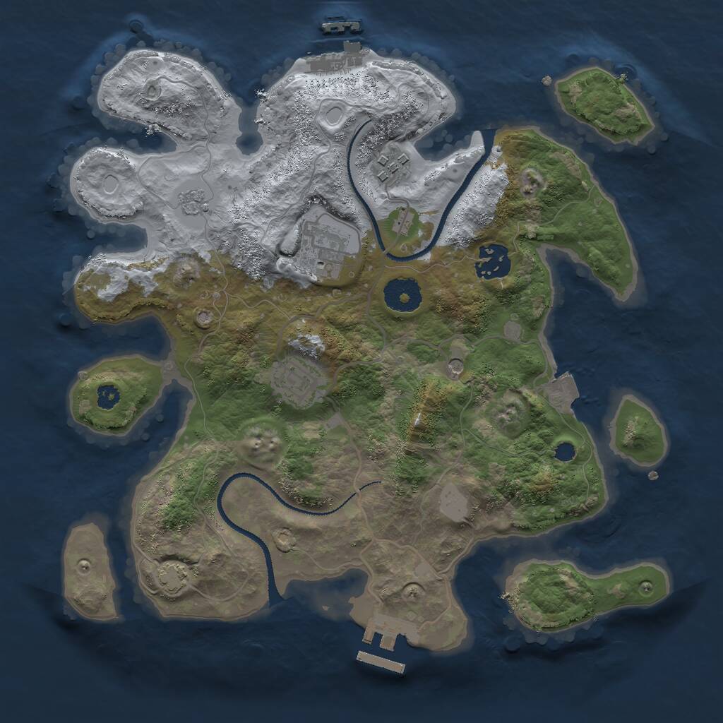 Rust Map: Procedural Map, Size: 3000, Seed: 334149454, 10 Monuments