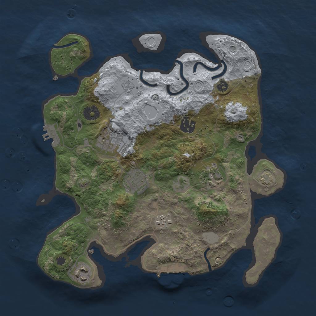 Rust Map: Procedural Map, Size: 3000, Seed: 612881311, 13 Monuments