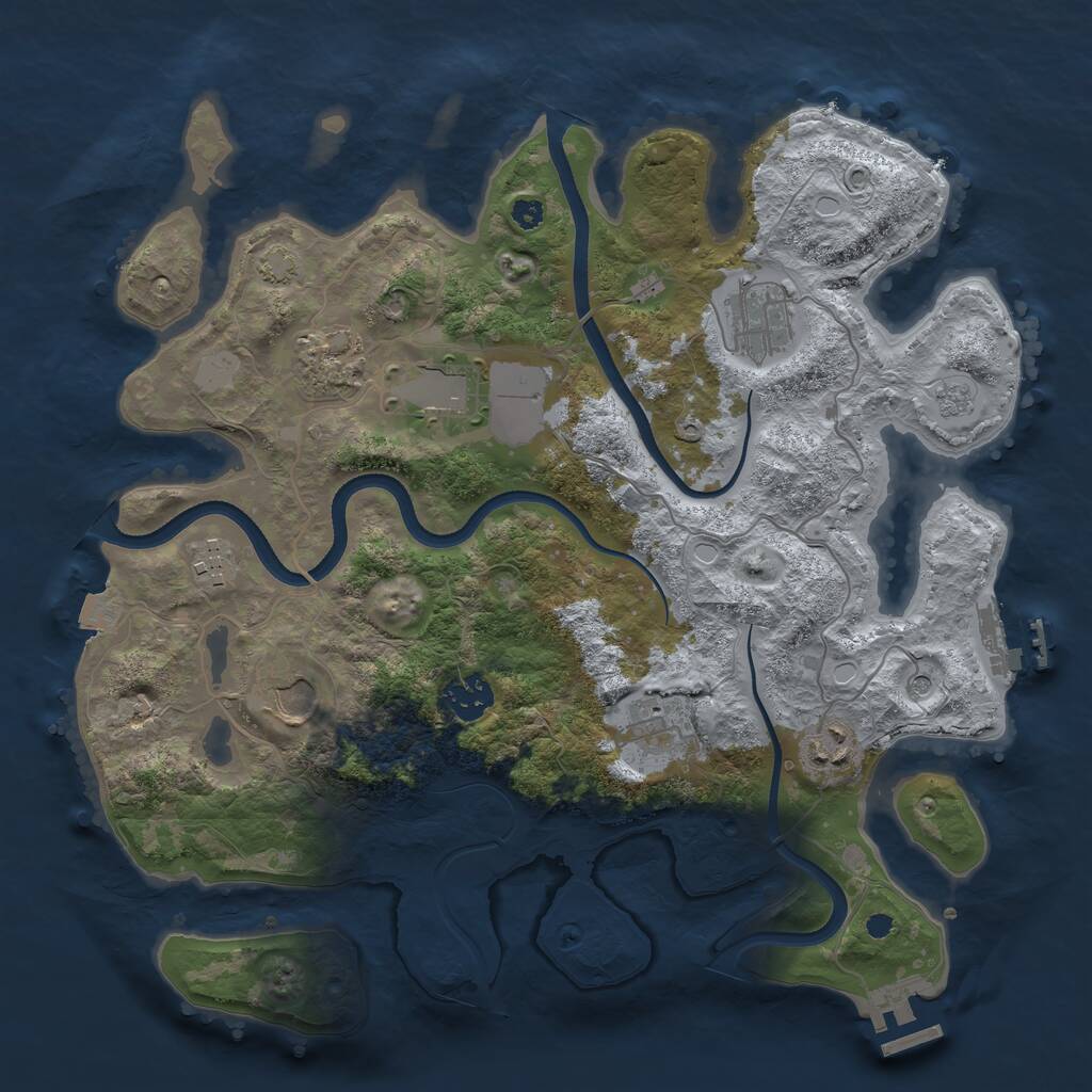Rust Map: Procedural Map, Size: 3500, Seed: 410941556, 14 Monuments