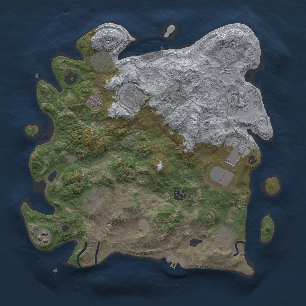 Rust Map: Procedural Map, Size: 3550, Seed: 30069247, 17 Monuments