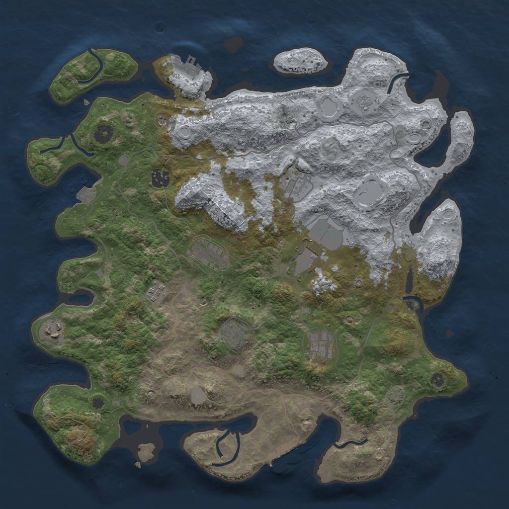 Rust Map: Procedural Map, Size: 4000, Seed: 4656445, 16 Monuments