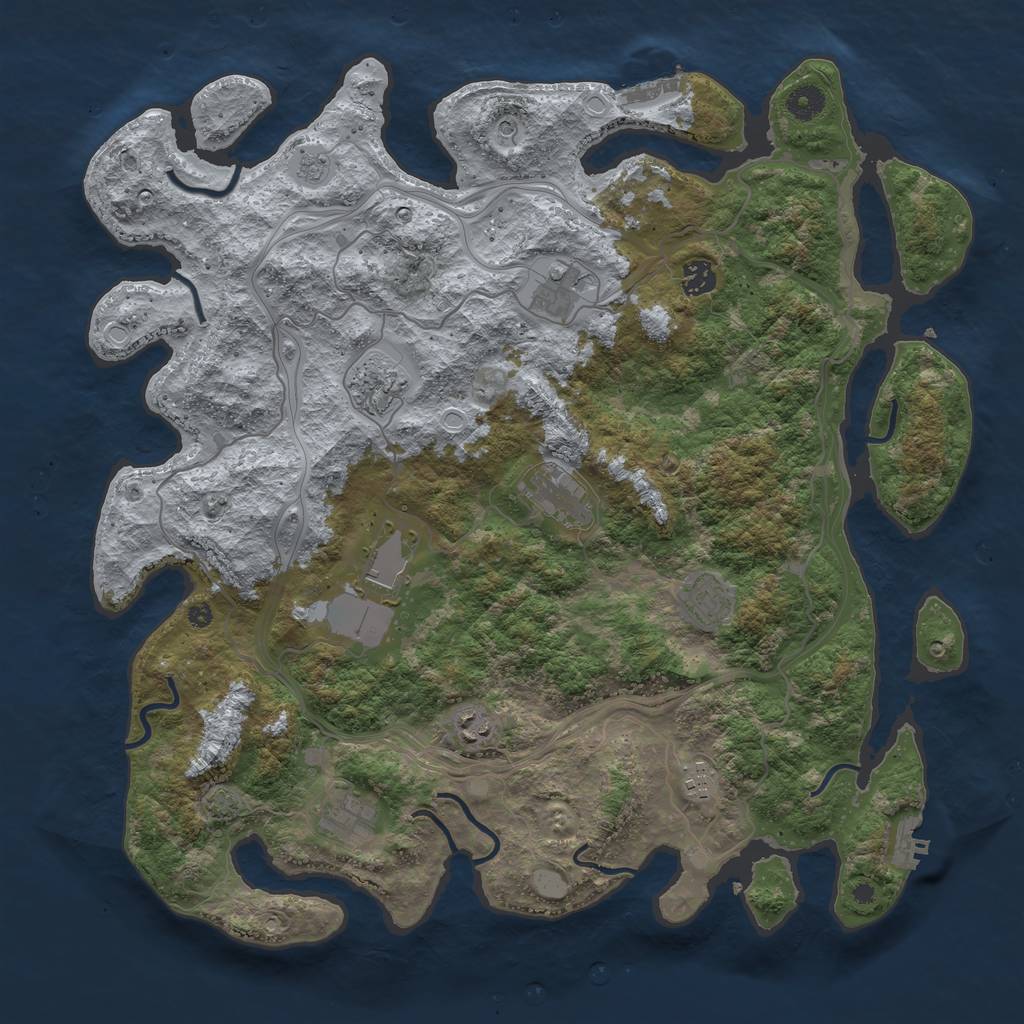 Rust Map: Procedural Map, Size: 4250, Seed: 39273621, 17 Monuments