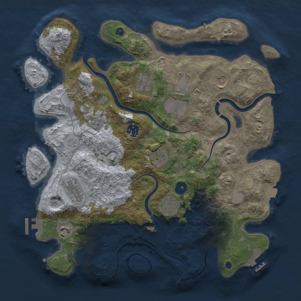 Rust Map: Procedural Map, Size: 3700, Seed: 10968406, 16 Monuments