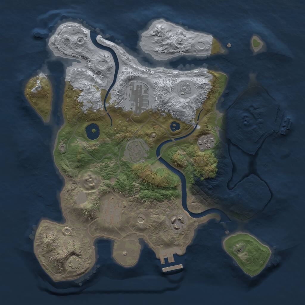 Rust Map: Procedural Map, Size: 3000, Seed: 22230, 11 Monuments