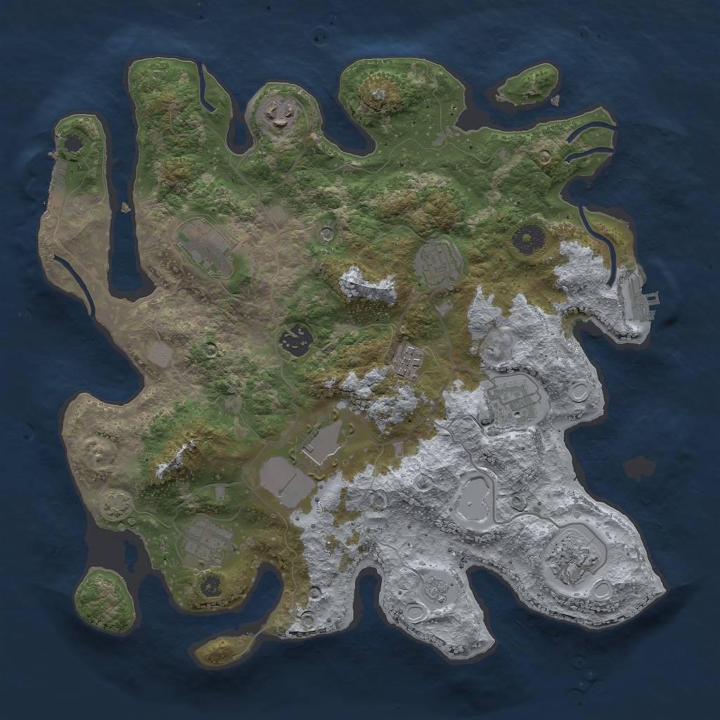 Rust Map: Procedural Map, Size: 3500, Seed: 980820, 17 Monuments