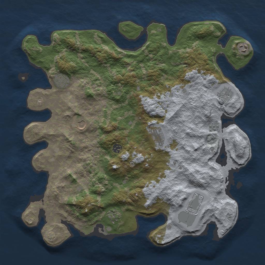 Rust Map: Barren, Size: 4250, Seed: 79316197, 13 Monuments