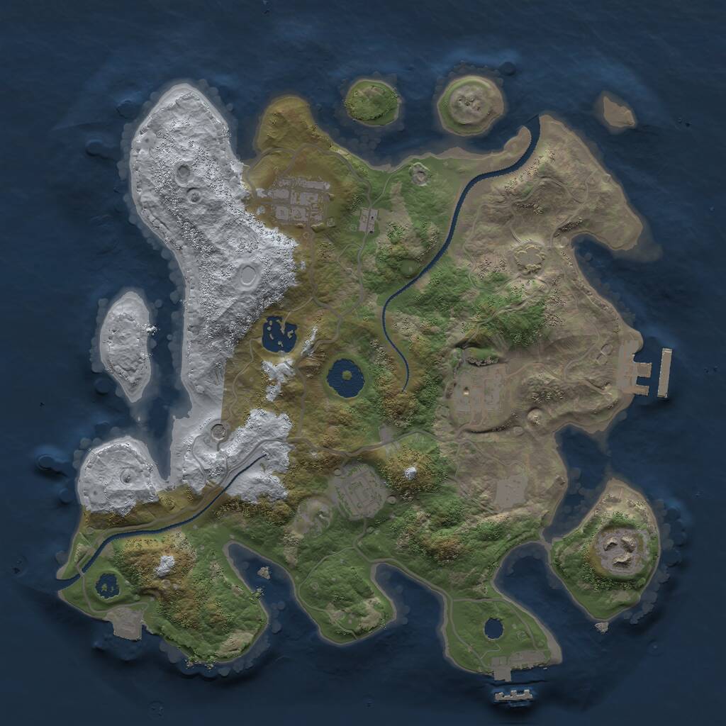 Rust Map: Procedural Map, Size: 3000, Seed: 26321, 10 Monuments
