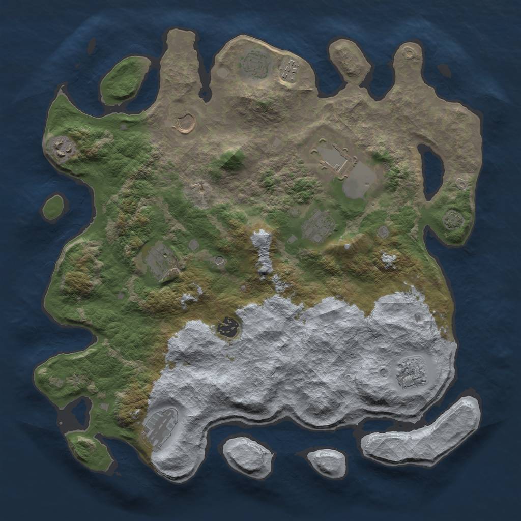 Rust Map: Barren, Size: 3900, Seed: 88298513, 14 Monuments