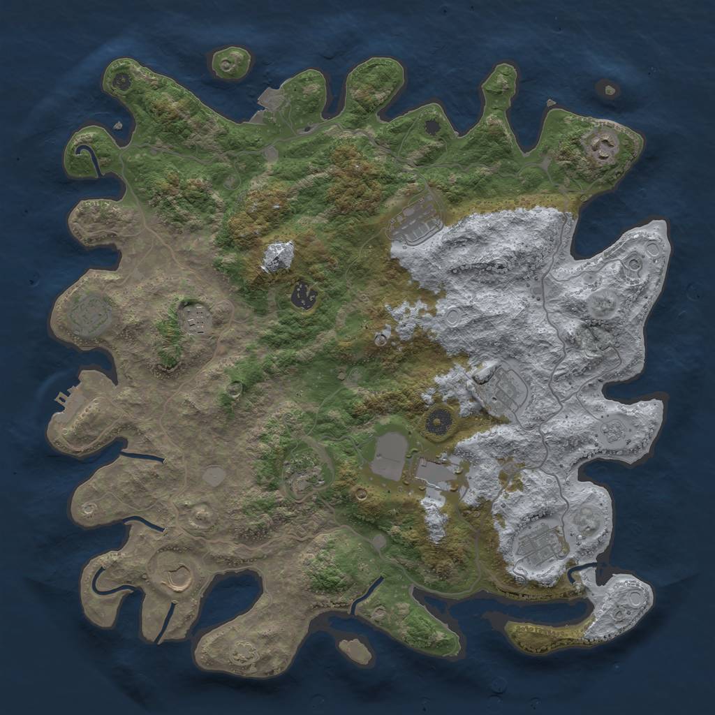 Rust Map: Procedural Map, Size: 4100, Seed: 61139012, 17 Monuments