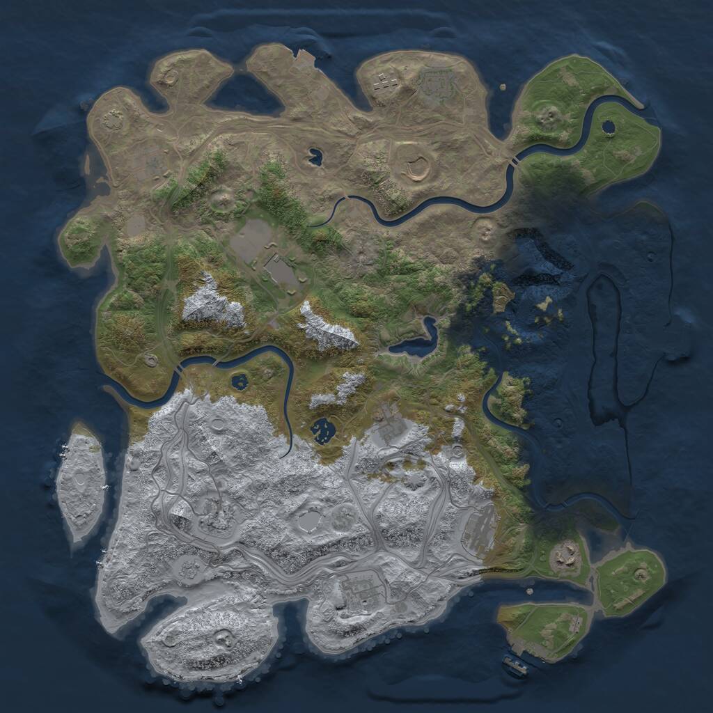 Rust Map: Procedural Map, Size: 4400, Seed: 10605857, 17 Monuments