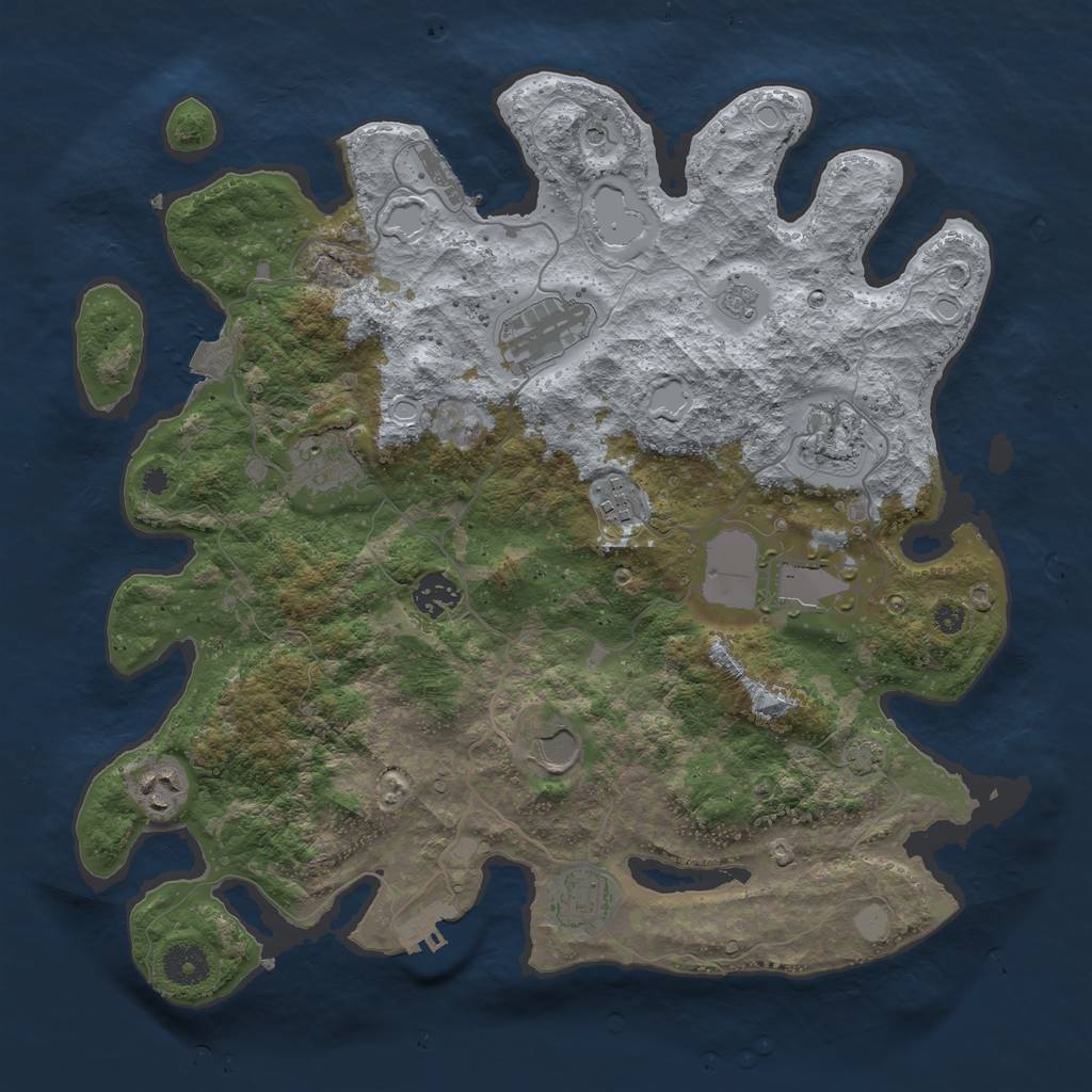 Rust Map: Procedural Map, Size: 3700, Seed: 1932657207, 17 Monuments