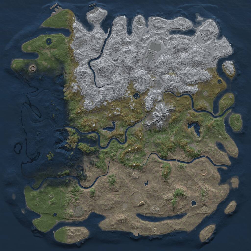 Rust Map: Procedural Map, Size: 6000, Seed: 236171643, 17 Monuments