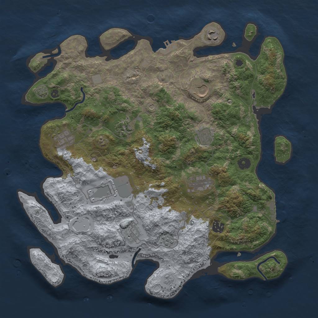 Rust Map: Procedural Map, Size: 3850, Seed: 214995, 18 Monuments