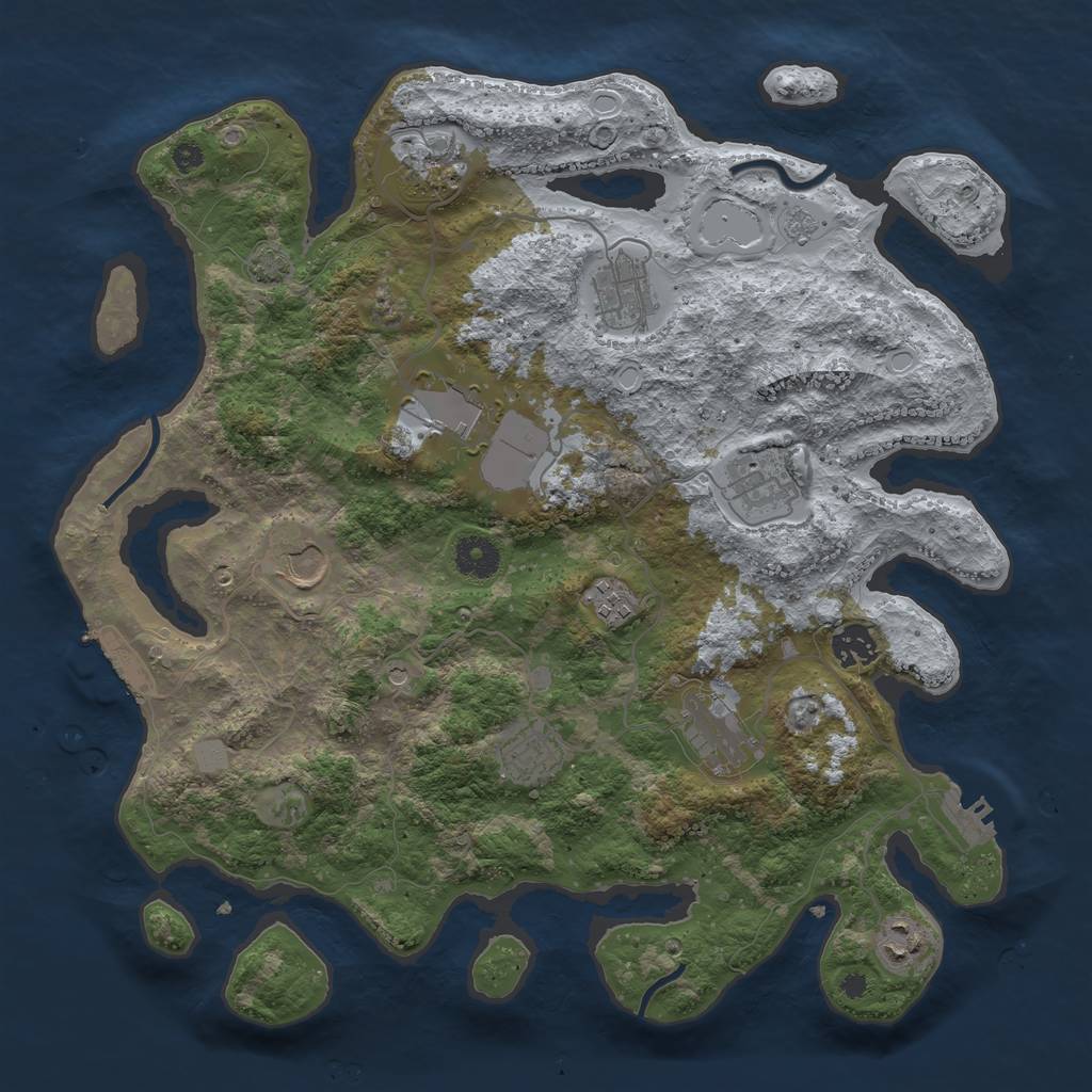 Rust Map: Procedural Map, Size: 3750, Seed: 687430809, 18 Monuments