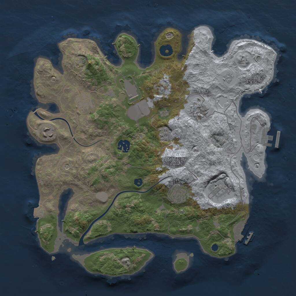 Rust Map: Procedural Map, Size: 3500, Seed: 1995920263, 14 Monuments