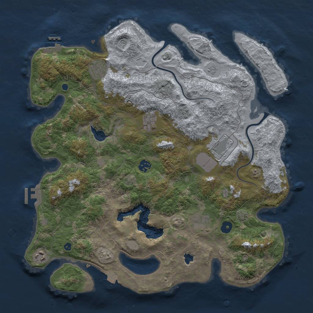 Rust Map: Procedural Map, Size: 4000, Seed: 1262096516, 13 Monuments