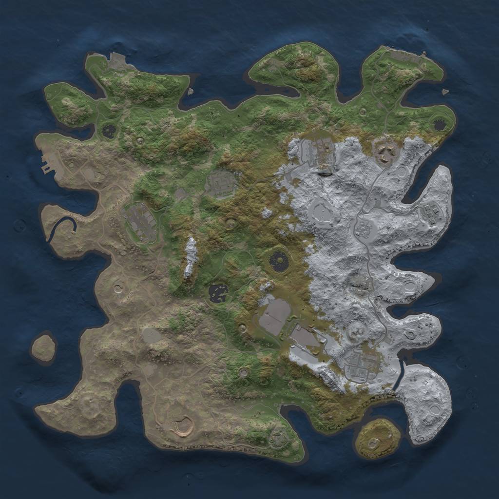 Rust Map: Procedural Map, Size: 3750, Seed: 699523419, 17 Monuments