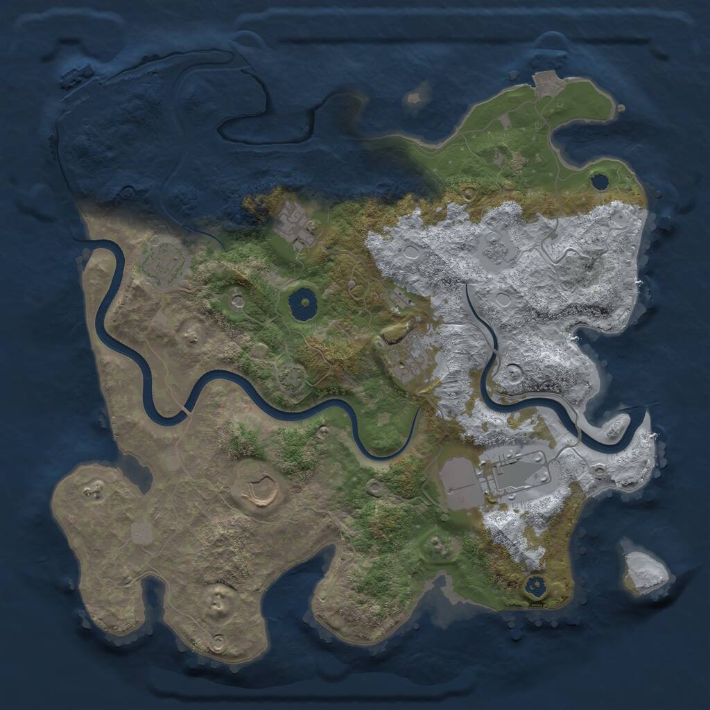 Rust Map: Procedural Map, Size: 3500, Seed: 19652886, 10 Monuments