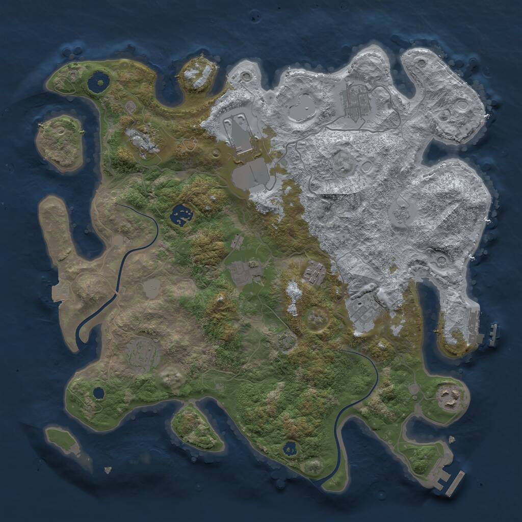 Rust Map: Procedural Map, Size: 3700, Seed: 34411359, 15 Monuments