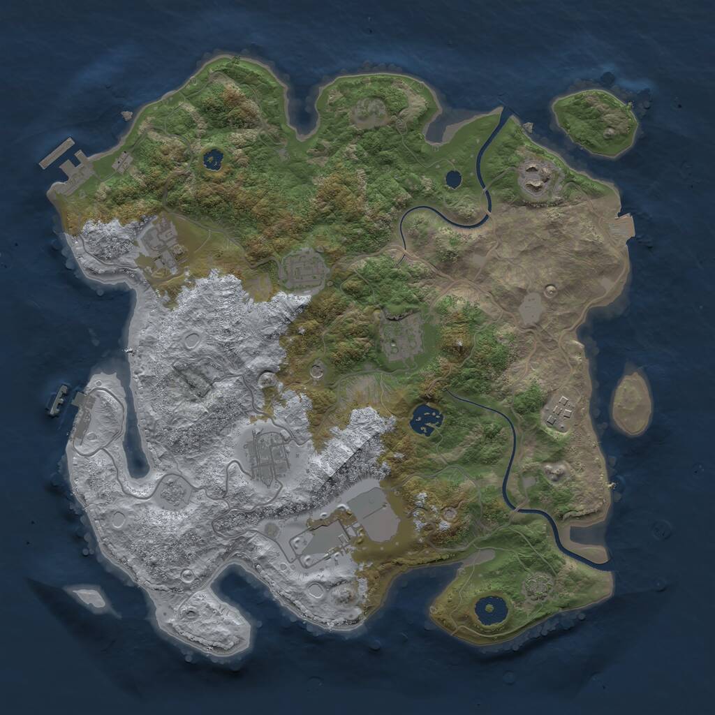 Rust Map: Procedural Map, Size: 3500, Seed: 11356987, 14 Monuments