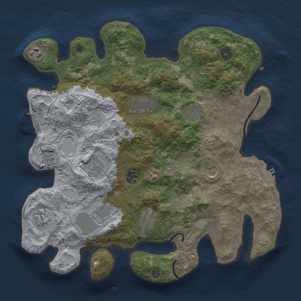 Rust Map: Procedural Map, Size: 3650, Seed: 7470978, 18 Monuments