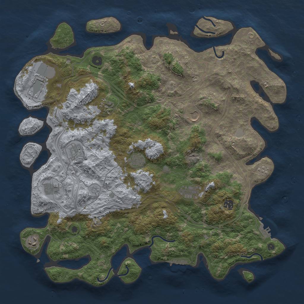 Rust Map: Procedural Map, Size: 4500, Seed: 33341753, 18 Monuments