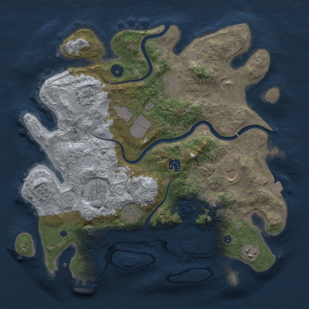 Rust Map: Procedural Map, Size: 3700, Seed: 263211775, 14 Monuments