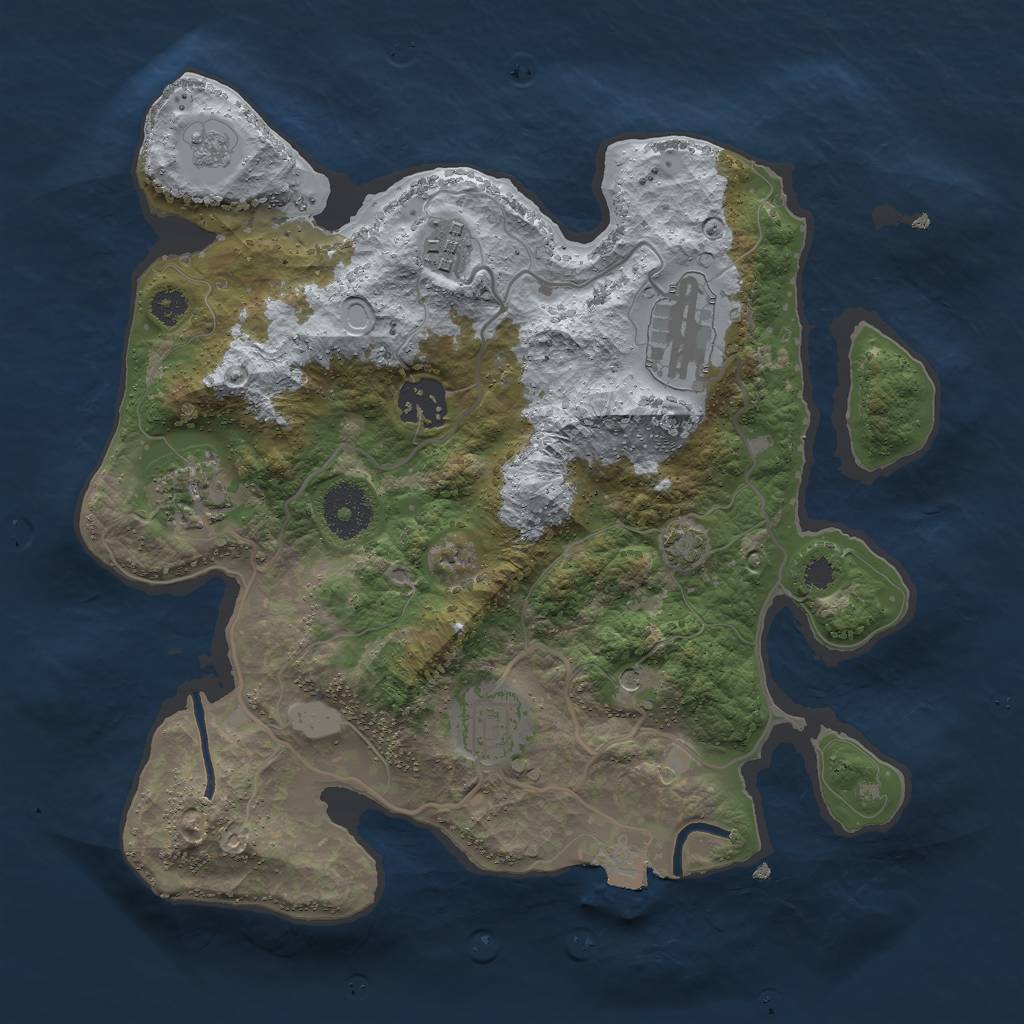 Rust Map: Procedural Map, Size: 3000, Seed: 1661824291, 11 Monuments