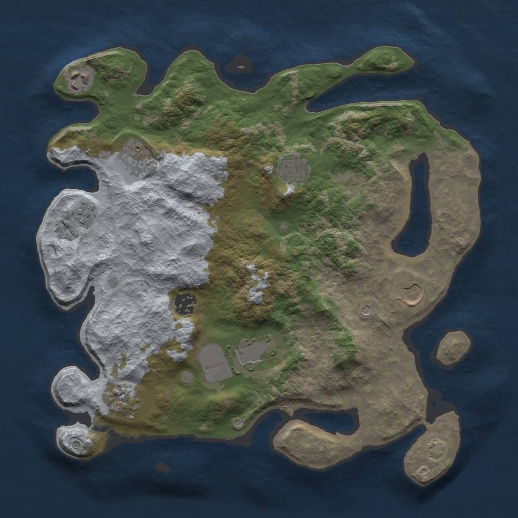 Rust Map: Barren, Size: 3550, Seed: 32609047, 12 Monuments