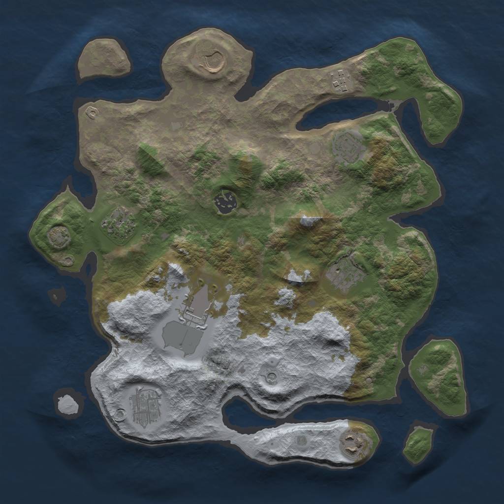 Rust Map: Barren, Size: 3500, Seed: 26894598, 13 Monuments