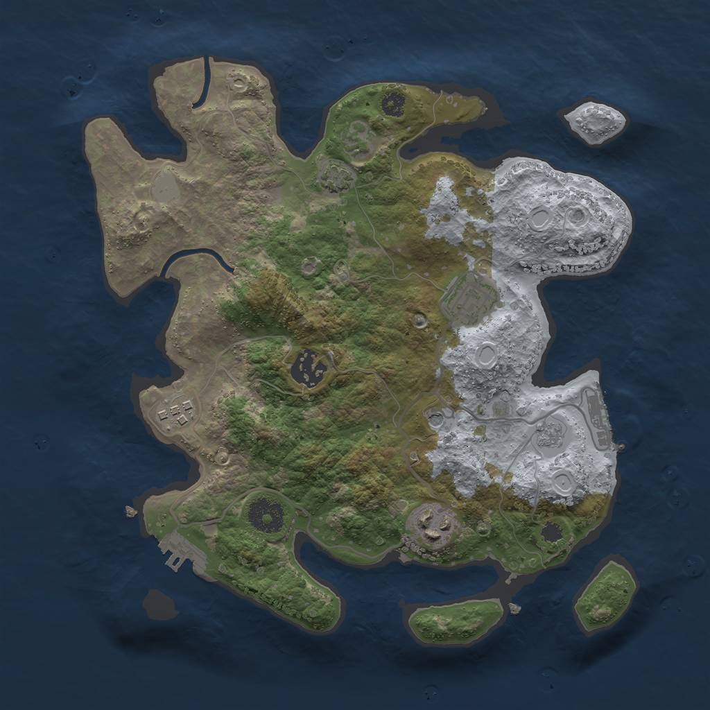 Rust Map: Procedural Map, Size: 3000, Seed: 474985392, 12 Monuments