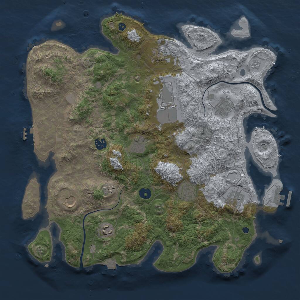 Rust Map: Procedural Map, Size: 3850, Seed: 71050148, 16 Monuments