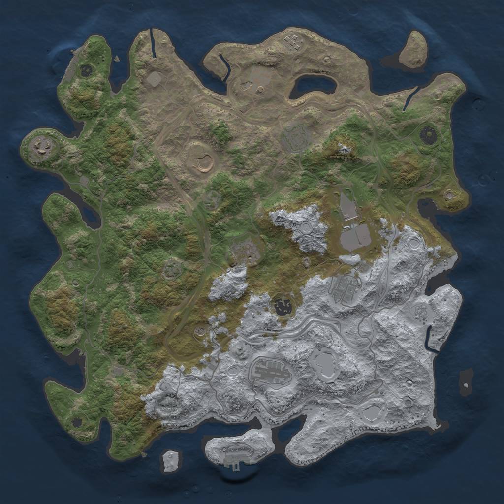 Rust Map: Procedural Map, Size: 4250, Seed: 445454, 18 Monuments