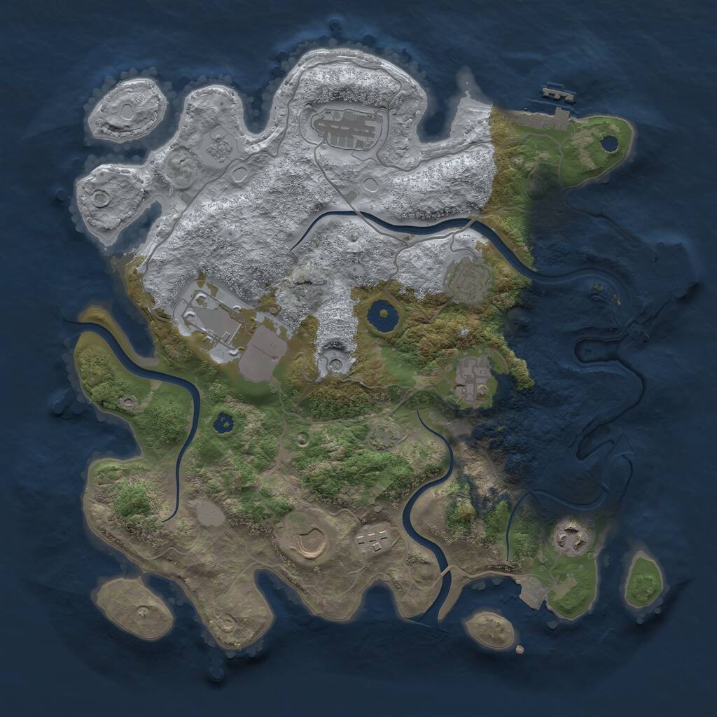 Rust Map: Procedural Map, Size: 3500, Seed: 91764054, 13 Monuments