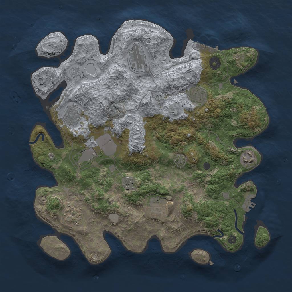 Rust Map: Procedural Map, Size: 3500, Seed: 91764054, 16 Monuments