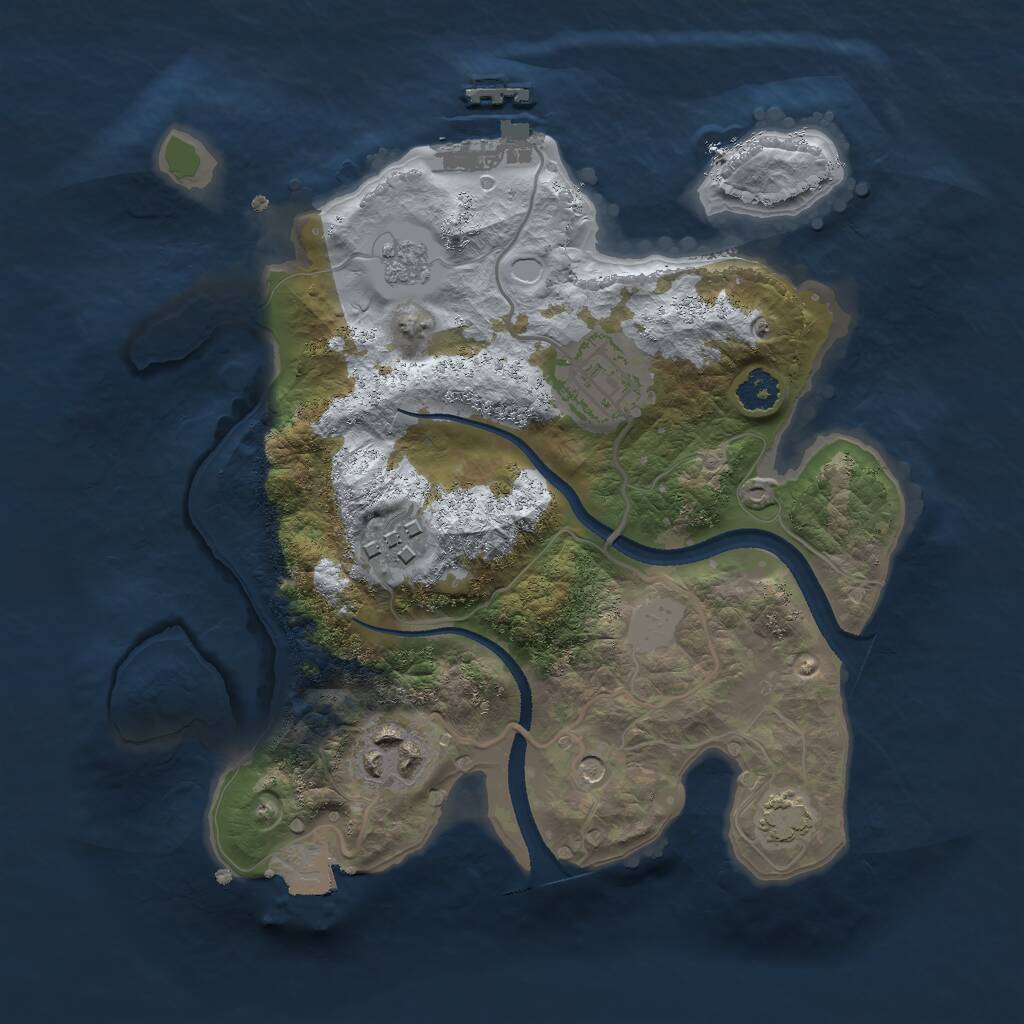 Rust Map: Procedural Map, Size: 2500, Seed: 1209202568, 8 Monuments