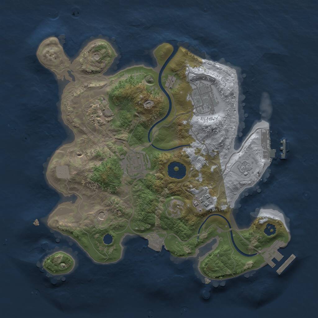 Rust Map: Procedural Map, Size: 2646, Seed: 1773065878, 9 Monuments