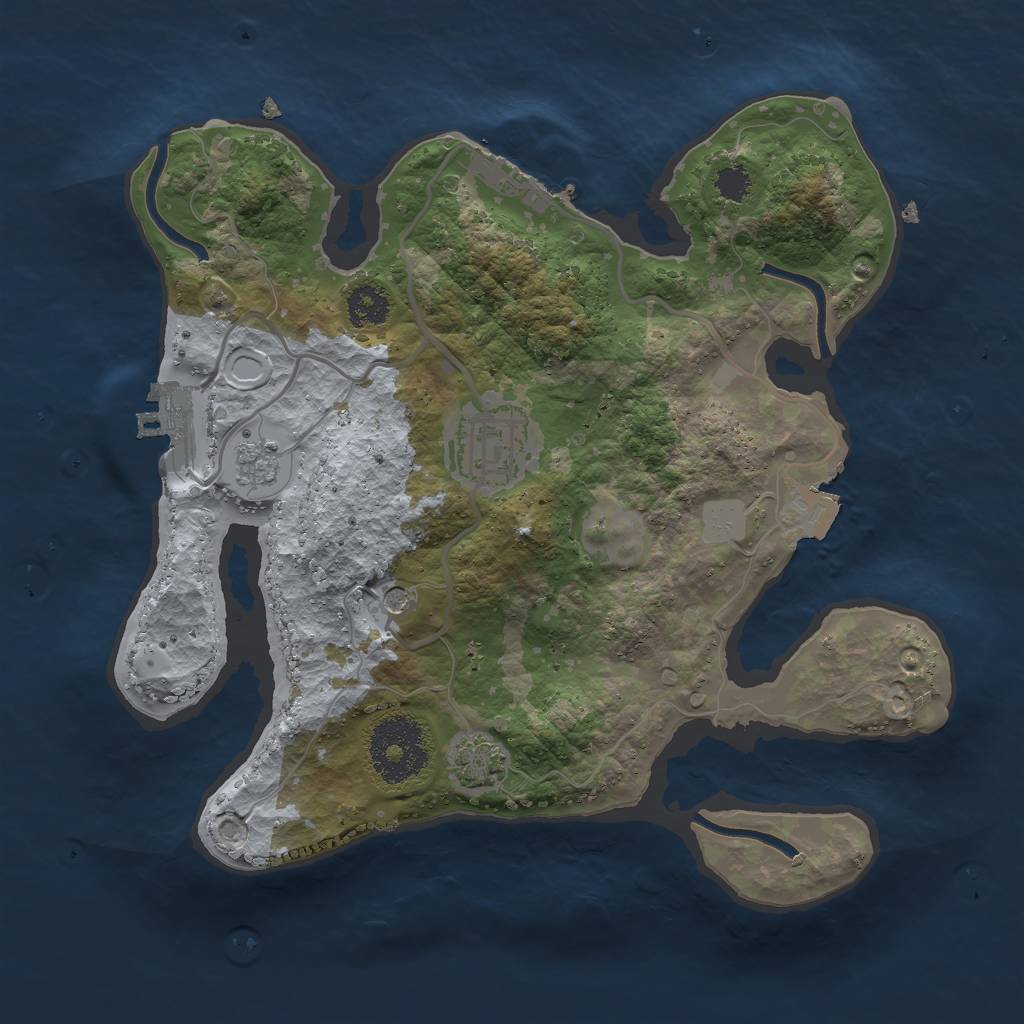 Rust Map: Procedural Map, Size: 2500, Seed: 389647204, 9 Monuments