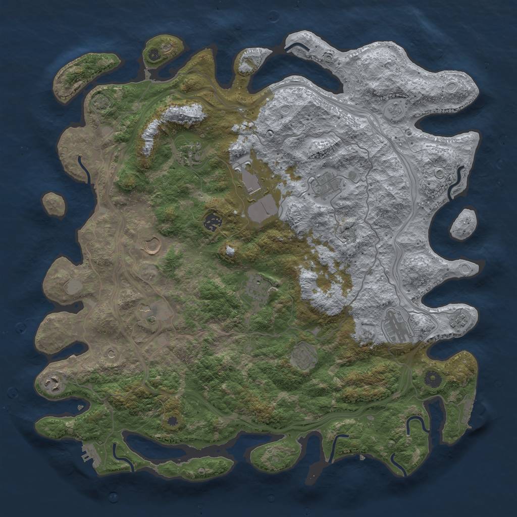 Rust Map: Procedural Map, Size: 4500, Seed: 688881227, 19 Monuments