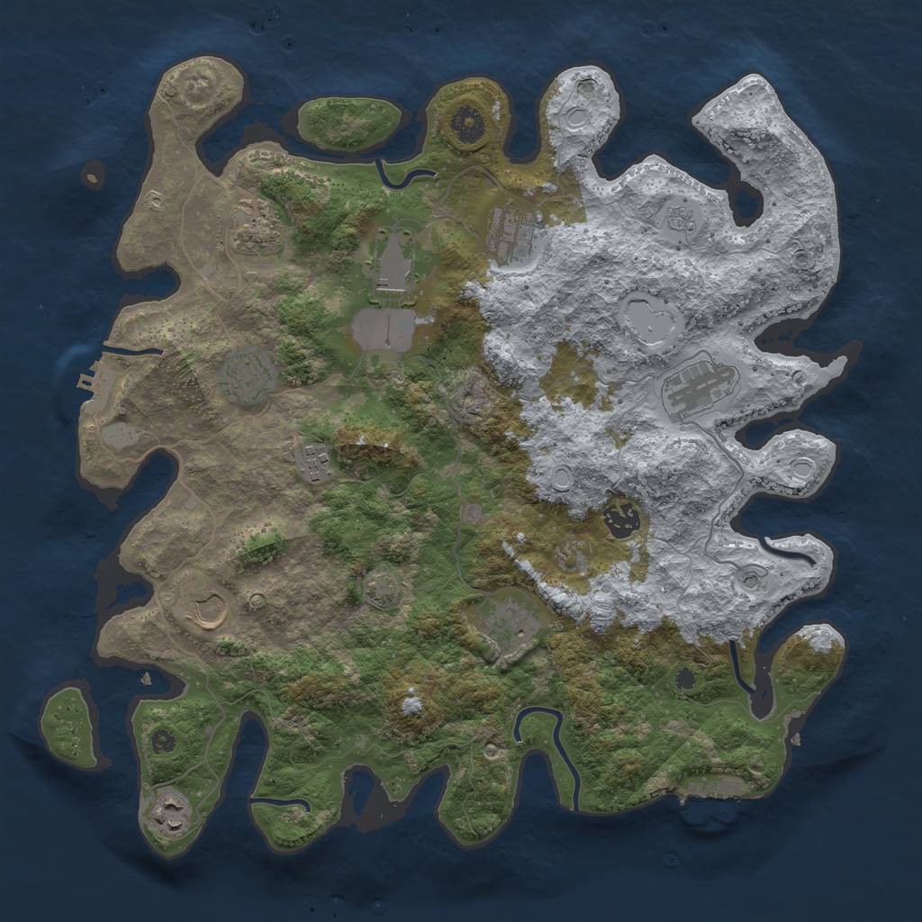 Rust Map: Procedural Map, Size: 3900, Seed: 93085224, 18 Monuments