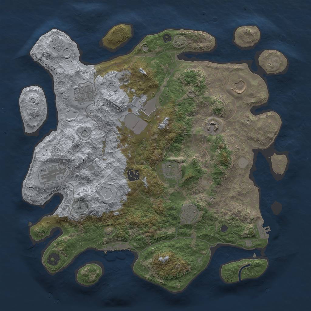 Rust Map: Procedural Map, Size: 3650, Seed: 32120208, 16 Monuments