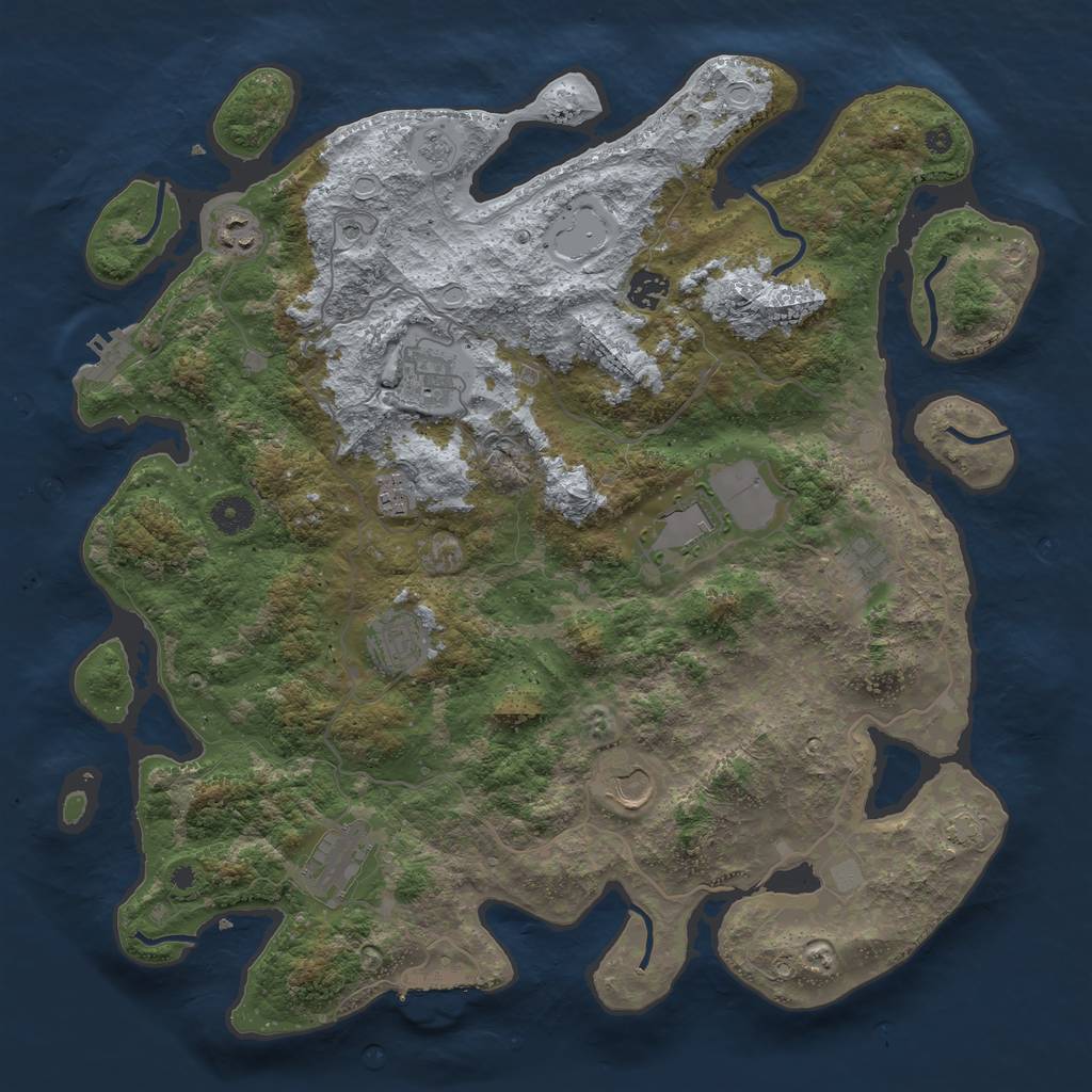 Rust Map: Procedural Map, Size: 4100, Seed: 30691414, 17 Monuments
