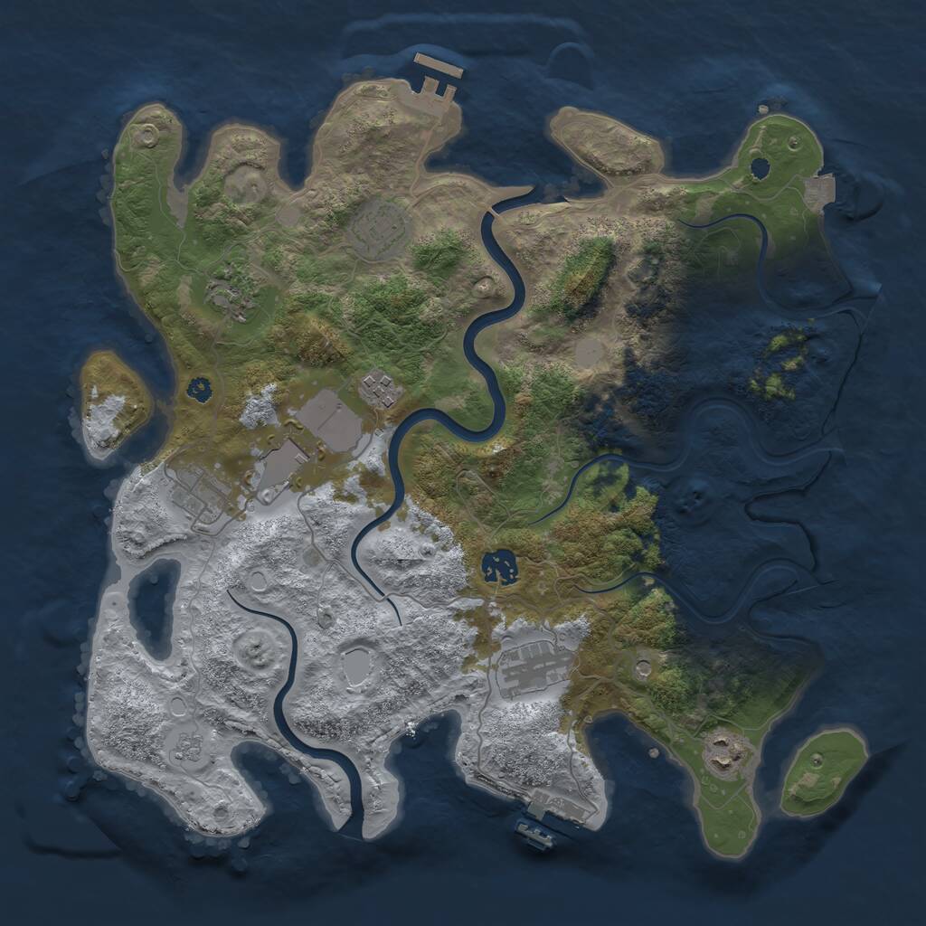 Rust Map: Procedural Map, Size: 3750, Seed: 573789727, 14 Monuments