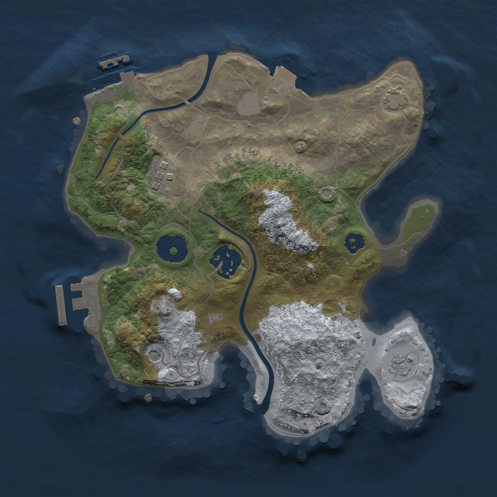 Rust Map: Procedural Map, Size: 2500, Seed: 16980, 8 Monuments