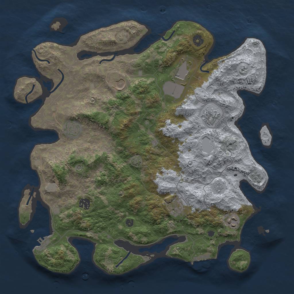 Rust Map: Procedural Map, Size: 3850, Seed: 92403899, 16 Monuments