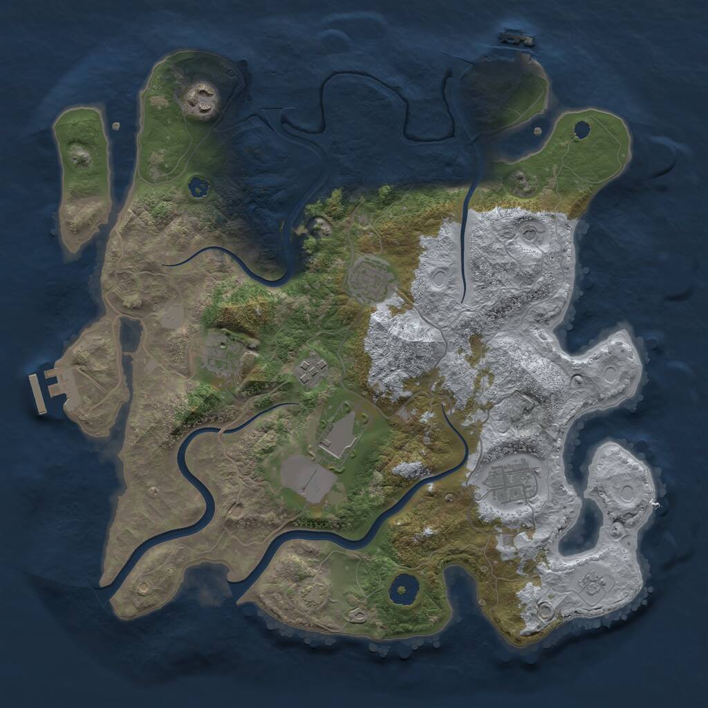Rust Map: Procedural Map, Size: 3500, Seed: 711858230, 12 Monuments